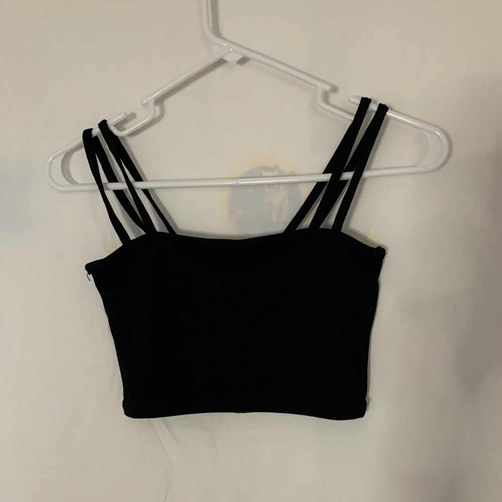 Strappy black crop top